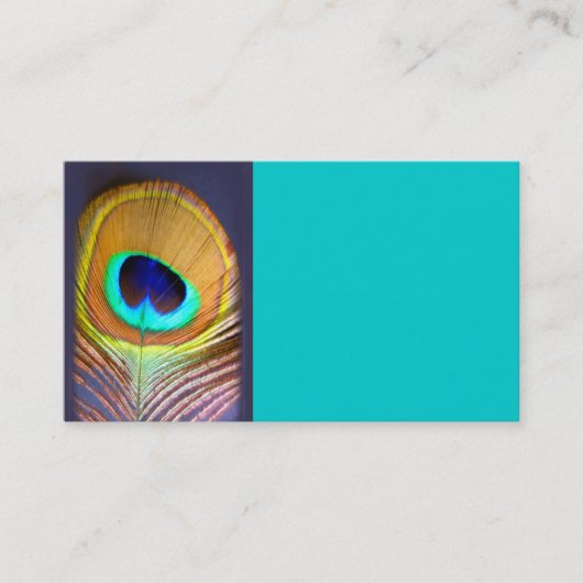 Peacock Feather visitekaartje Template Turquoise (Voorkant)