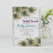 Peacock Feather Vrijgezellenfeest Brunch Uitnodigi Kaart (Staand voorkant)