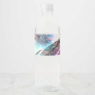 Peacock Feather Waterfles Etiket