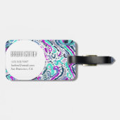 Peacock Feather Waterverf Boho Tribal Bagagelabel (Achterkant horizontaal)