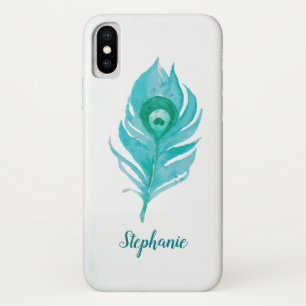 Peacock Feather Waterverf iPhone X Hoesje