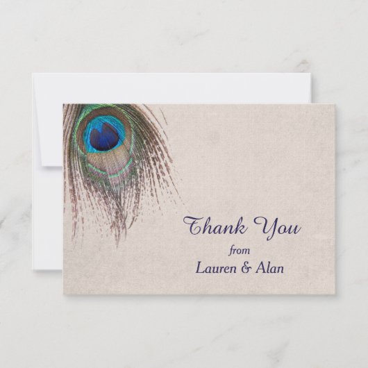 Peacock Feather Wedding Bedankt (Voorkant)