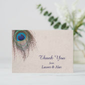 Peacock Feather Wedding Bedankt (Staand voorkant)