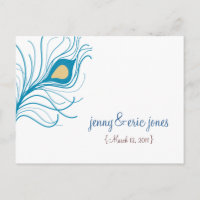 Peacock Feather Wedding Bedankt Briefkaart
