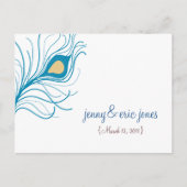 Peacock Feather Wedding Bedankt Briefkaart (Voorkant)
