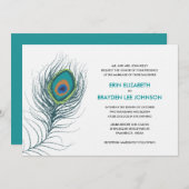 Peacock Feather Wedding Kaart (Voorkant / Achterkant)
