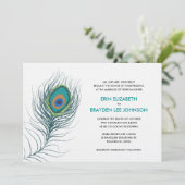 Peacock Feather Wedding Kaart (Staand voorkant)