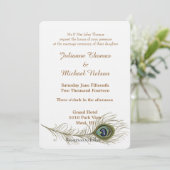 Peacock Feather Wedding Kaart (Staand voorkant)
