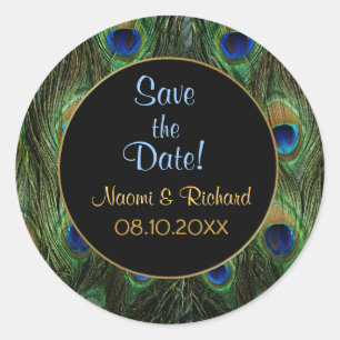 Peacock Feather Wedding Seal - Aanpassen Ronde Sticker