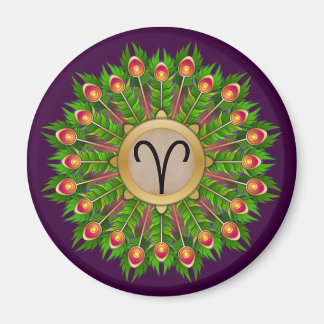 Peacock Feather Wreath Zodiab Sign Aries Magneet