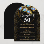 Peacock Feathers 50ste bruiloft Jubileum Kaart (Voorkant / Achterkant)