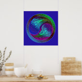 Peacock Feathers 5 Yin Yang Poster (Keuken)