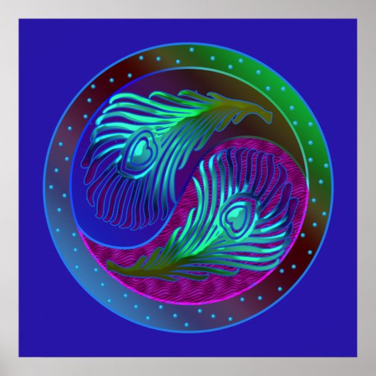 Peacock Feathers 5 Yin Yang Poster (Voorkant)