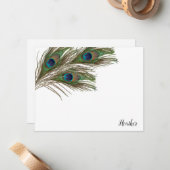 Peacock Feathers - Aangepaste platte kaarten Notitiekaartje (Voorkant / Achterkant in situ)