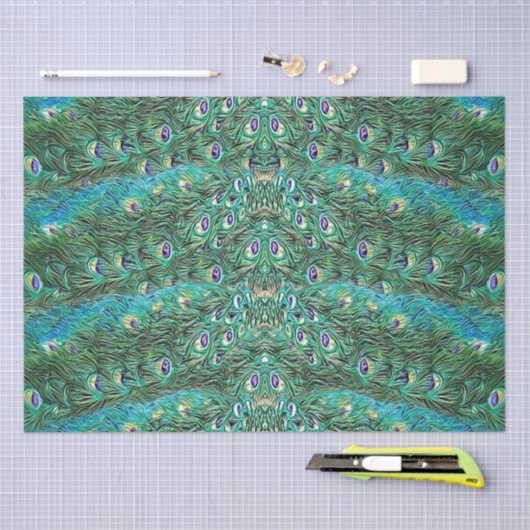 Peacock feathers, abstract - pattern in acrylic tissuepapier (Craft)