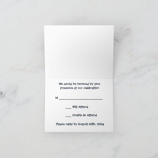 Peacock Feathers and Bricks Wedding RSVP (Binnen)