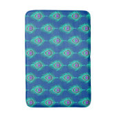 Peacock Feathers, Aqua on Deep Cobalt Blue Bathroo Badmat (Voorkant Verticaal)