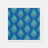 Peacock Feathers, Aqua on Deep Cobalt Blue Servetten (Voorkant)