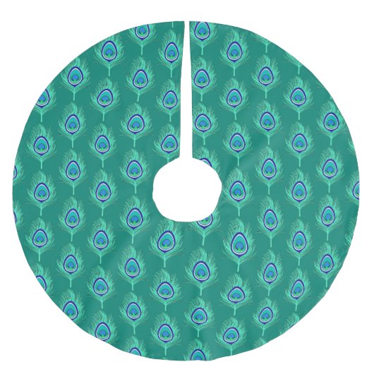 Peacock Feathers, Aqua on Turquoise / Peacock Kerstboom Rok (Voorkant)