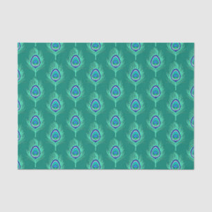 Peacock Feathers, Aqua on Turquoise / Peacock Tissuepapier