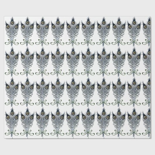 Peacock Feathers  Art Nouveau Design Cadeaupapier (Vlak)