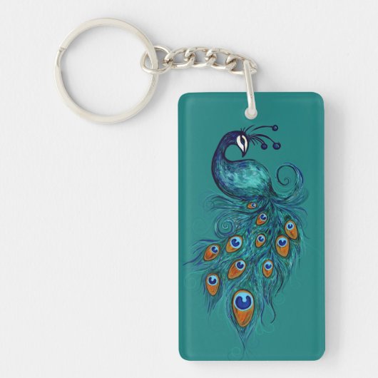 Peacock Feathers Art Sleutelhanger (Voorkant)