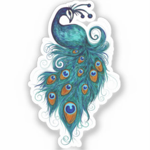 Peacock Feathers Art Sticker