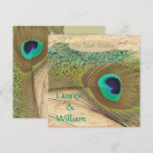 PEACOCK FEATHERS Beach Wedding Invitation (Devant / Derrière)