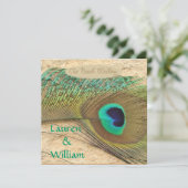 PEACOCK FEATHERS Beach Wedding Invitation (Debout devant)
