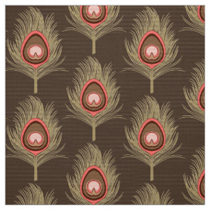 Peacock Feathers, beige op donkerchocolade bruin Stof