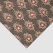 Peacock Feathers, beige op donkerchocolade bruin Tissuepapier (Detail)