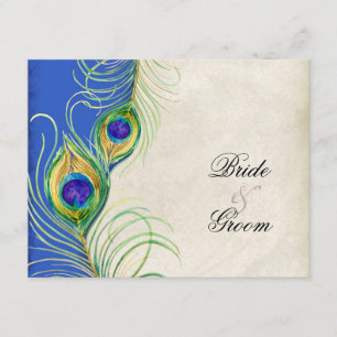 Peacock Feathers Black Damask RSVP-reactiekaart RSVP Kaartje