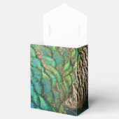 Peacock Feathers Blauw en Groen Gepersonaliseerd Bedankdoosjes (Geopend)