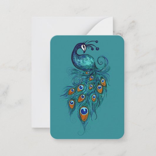 Peacock Feathers Blauwgroen Peacocks Notitiekaartje (Voorkant)
