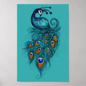 Peacock Feathers Blauwgroen Peacocks Poster (Voorkant)
