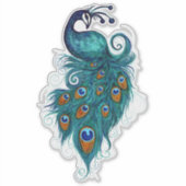 Peacock Feathers Blauwgroen Peacocks Sticker (Voorkant)