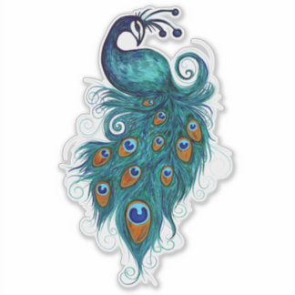 Peacock Feathers Blauwgroen Peacocks Sticker