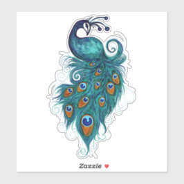 Peacock Feathers Blauwgroen Peacocks Sticker
