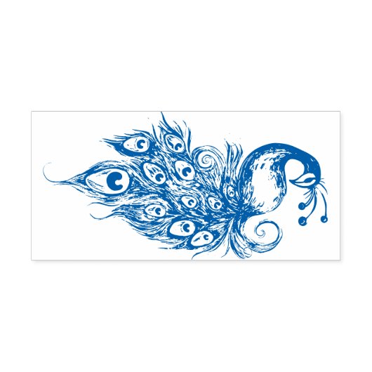 Peacock Feathers Blauwgroen Peacocks Zelfinktende Stempel (Design)