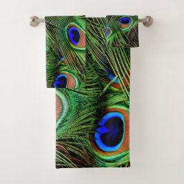 Peacock Feathers Blue Blauwgroen fotografie Bad Handdoek