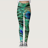 Peacock Feathers Blue Green Paars Leggings (Voorkant)