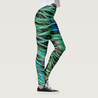 Peacock Feathers Blue Green Paars Leggings