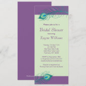 Peacock Feathers Bridal Shower Invitation Kaart (Voorkant / Achterkant)