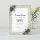 Peacock Feathers Bridal Shower Invitations Kaart (Staand voorkant)