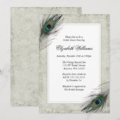 Peacock Feathers Bridal Shower Invitations Kaart (Voorkant / Achterkant)