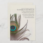 Peacock Feathers Bridal Shower Invitations Kaart (Voorkant / Achterkant)