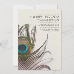 Peacock Feathers Bridal Shower Invitations Kaart