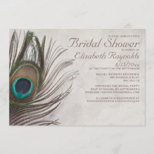  Peacock Feathers Bridal Shower Invitations Kaart