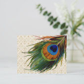 Peacock Feathers Bridal Tea Kaart (Staand voorkant)