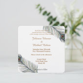 Peacock Feathers Bruiloft Kaart (Staand voorkant)